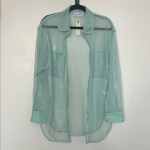 Anthropologie Turquoise Mesh Swim Cover-Up